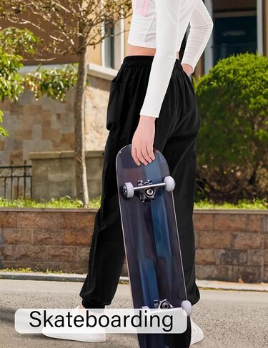 ALINTU Girls Cargo Pants Elastic Waist Cargo Jogger Pants with Pockets in Saudi Arabia