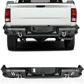 Off Road Rear Bumper Compatible with Dodge Ram 2500 3500 2010-2018, Heavy Duty Steel Rear Bumper with Conner Side Step, 2 LED Lights, License Plate Bracket, Backup Sensor Holes Full Width in Saudi Arabia