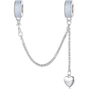 Rose Safety Chain Charms with 2 Rubber Spacer Stoppers Charms 925 Sterling Silver Beads fit Pandora Charms Bracelet for Women in Kuwait