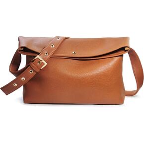 HOXIS Messenger Bag for Women Crossbody Purse Vegan Leather Foldover Shoulder Handbag (Nude) in Saudi Arabia
