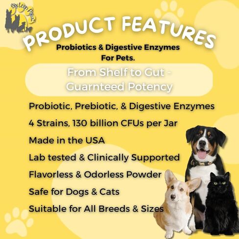 Probiotics, Prebiotics, & Digestive Enzymes for Dogs| Limited Ingredients| Organic |Digestive Support |Allergy Relief |Immune Support| Reduces Inflammation| Diarrhea & Gas Relief in Kuwait