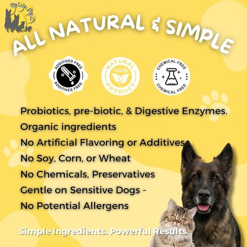 Probiotics, Prebiotics, & Digestive Enzymes for Dogs| Limited Ingredients| Organic |Digestive Support |Allergy Relief |Immune Support| Reduces Inflammation| Diarrhea & Gas Relief in Kuwait