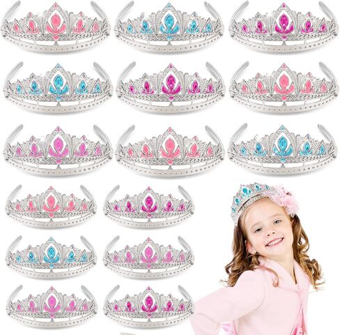 Party Favors Princess Crowns for Little Girls, 16Pcs Princess Dress Up Tiaras for Kids Jewelry Cosplay Accessories, Princess Toys Headband in Saudi Arabia