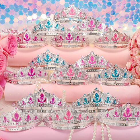 Party Favors Princess Crowns for Little Girls, 16Pcs Princess Dress Up Tiaras for Kids Jewelry Cosplay Accessories, Princess Toys Headband in Saudi Arabia