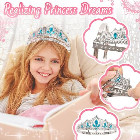 Party Favors Princess Crowns for Little Girls, 16Pcs Princess Dress Up Tiaras for Kids Jewelry Cosplay Accessories, Princess Toys Headband in Saudi Arabia