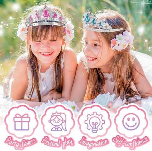 Party Favors Princess Crowns for Little Girls, 16Pcs Princess Dress Up Tiaras for Kids Jewelry Cosplay Accessories, Princess Toys Headband in Saudi Arabia