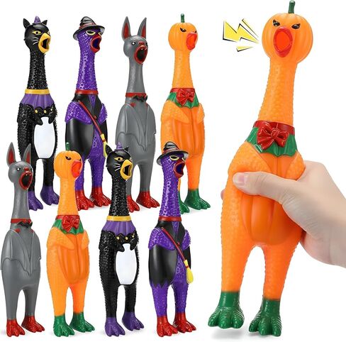 8 Pcs Rubber Chicken Dog Toy Large Squeaky Screaming Chicken Dog Rubber Squeeze Squeaky Prank Noise Maker Chew Toy for Pets, 6 Styles Mixed in Kuwait