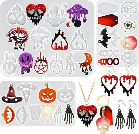 (5 Pack) Resin Earring Molds, Resin Jewelry Molds Christmas Silicone Pendant Molds for Women Epoxy Resin Christmas Pendant in Saudi Arabia