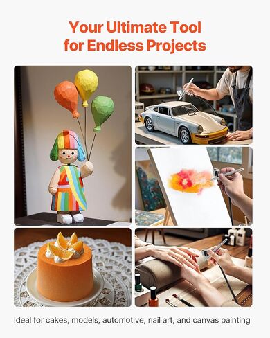 VEVOR Airbrush Kit, Professional Airbrush Set with 1/5 HP Compressor & 3 Airbrushes, Airbrushing System Kit with Multi-Purpose Dual-Action Gravity Feed Airbrushes, Art Nail Cookie Tatto in Kuwait