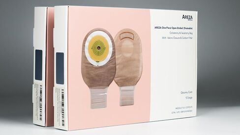 Areza Medical - One-Piece Open-Ended Drainable Colostomy & Ileostomy Bag with Velcro Closure, Carbon Filter & Exhaust Valve - 10 Bags per Box in Kuwait