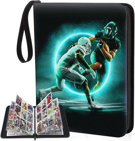 Basketball Card Binder 9 Pocket - Lictin Basketball Card Holder, Trading Card Binder, Sports Card Binder Collectible Trading Card Albums Fits 810 Cards with 45 Removable Sleeves (Baseball-Fire) in Saudi Arabia