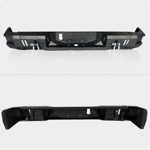 Off Road Rear Bumper Compatible with Dodge Ram 2500 3500 2010-2018, Heavy Duty Steel Rear Bumper with Conner Side Step, 2 LED Lights, License Plate Bracket, Backup Sensor Holes Full Width in Saudi Arabia
