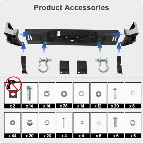 Off Road Rear Bumper Compatible with Dodge Ram 2500 3500 2010-2018, Heavy Duty Steel Rear Bumper with Conner Side Step, 2 LED Lights, License Plate Bracket, Backup Sensor Holes Full Width in Saudi Arabia