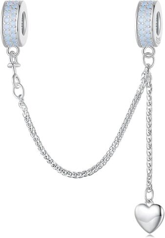 Rose Safety Chain Charms with 2 Rubber Spacer Stoppers Charms 925 Sterling Silver Beads fit Pandora Charms Bracelet for Women in Kuwait