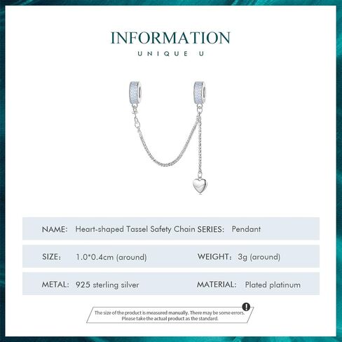 Rose Safety Chain Charms with 2 Rubber Spacer Stoppers Charms 925 Sterling Silver Beads fit Pandora Charms Bracelet for Women in Kuwait