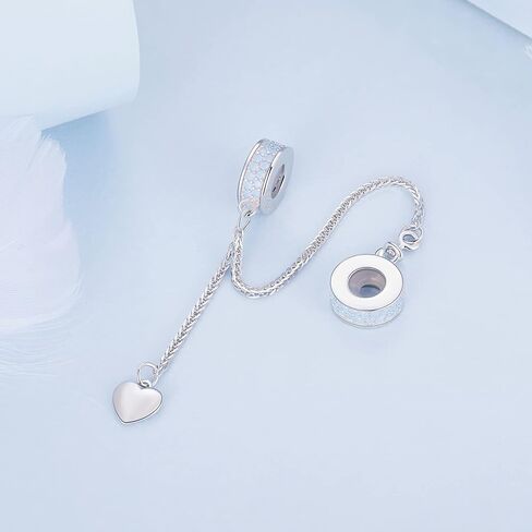 Rose Safety Chain Charms with 2 Rubber Spacer Stoppers Charms 925 Sterling Silver Beads fit Pandora Charms Bracelet for Women in Kuwait