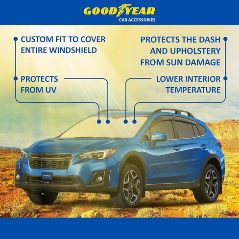 مظلة شمس للزجاج الأمامي قابلة للطي من Goodyear لسيارة Mitsubishi Outlander 2014-2021، غطاء زجاج أمامي للسيارة مناسب حسب الطلب، مظلة شمسية للسيارة، واقي شمس للسيارة، ظلال نافذة السيارة التلقائية للنافذة الأمامية - GY008238 in Saudi Arabia