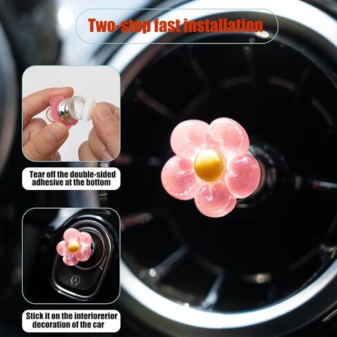 Car one-Touch Start Button，Engine Start/Stop Resin Flower Starter Cover (for Decorative Accessories) Car Decor for Women(Pink in Kuwait