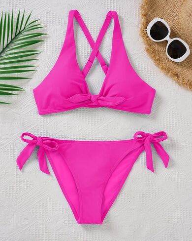 Aqua Eve Women Bikini Set - Two Piece Swimsuit Low Rise Bathing Suit Knot Tie Bikini in Saudi Arabia