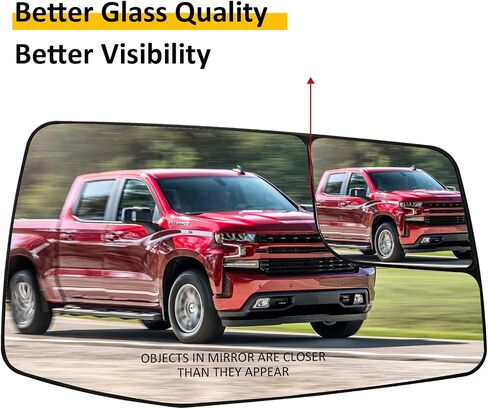 Driver Side Mirror Replacement for Chevrolet Chevy Silverado 1500 2500 3500 HD,for GMC Sierra 1500,Sierra 2500 3500 HD - Left Side Mirror Glass, Rear View Mirrors Glass with Power Heated in Kuwait
