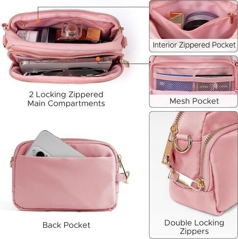 Anti Theft Crossbody Bag for Women, Slash-resistant RFID Blocking Travel Purses, Small Shoulder Bag Handbag, Nylon in Saudi Arabia