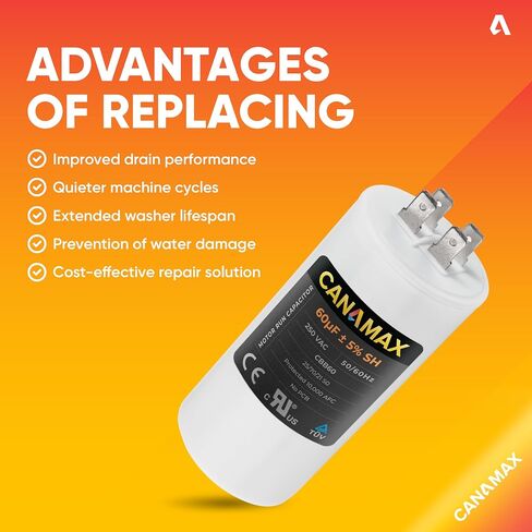 Canamax 20 uf MFD 450 VAC Volts Round Motor Run Capacitor 50/60 Hz AC Electric - Exact Fit for OEM Single Phase Motor Capacitors Condenser Straight Cool or Heat Pump Air Conditioner in Saudi Arabia