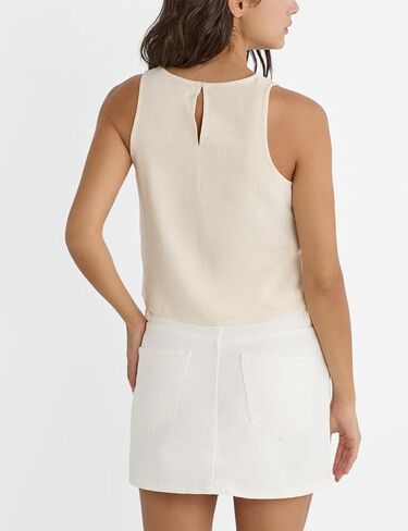 IDEALSANXUN Womens Cotton Linen Tank Tops Summer Sleeveless Crop Vest Shirts in Kuwait