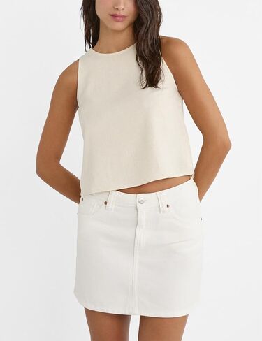 IDEALSANXUN Womens Cotton Linen Tank Tops Summer Sleeveless Crop Vest Shirts in Kuwait