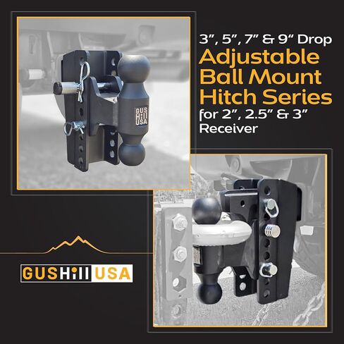 GusHillUSA GHC3336 Complete Adjustable Hitch Bundle for 2.5" Receiver with Dual Ball,Pintle Attachment & Locking Pins,16,000 lbs Tow Rating (7-Inch Drop) in Kuwait