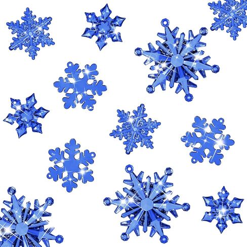 Dilunave 40 Pieces Christmas Snowflake Ornaments Christmas Tree Decorations Acrylic Crystal Snowflakes Christmas Snowflakes Decorations Snowflake Winter Xmas Ornament for Christmas Tree(Blue) in Saudi Arabia