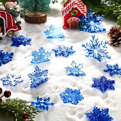 Dilunave 40 Pieces Christmas Snowflake Ornaments Christmas Tree Decorations Acrylic Crystal Snowflakes Christmas Snowflakes Decorations Snowflake Winter Xmas Ornament for Christmas Tree(Blue) in Saudi Arabia