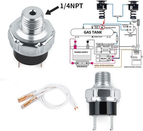 120-150psi 1/4 "-18 مفتاح ضغط الهواء 24V in Kuwait