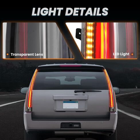 Red Clear Tail Lights Assembly LED Compatible for 4th Gen 2015-2020 GMC Yukon Rear Lamp Taillight 6 Holes 6 Pins with Amber Turn Signal (Set of 2) in Kuwait