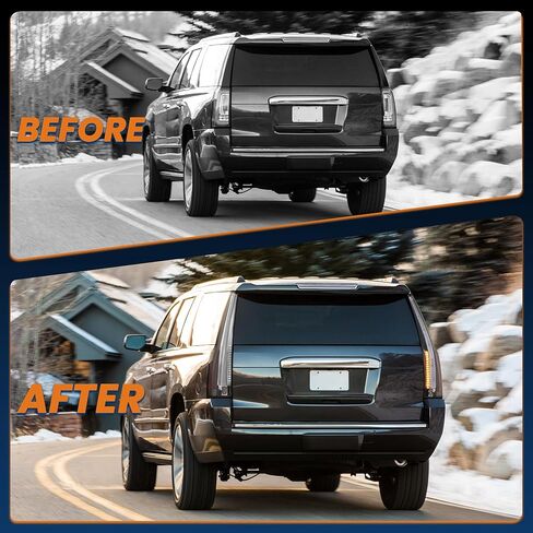 Red Clear Tail Lights Assembly LED Compatible for 4th Gen 2015-2020 GMC Yukon Rear Lamp Taillight 6 Holes 6 Pins with Amber Turn Signal (Set of 2) in Kuwait