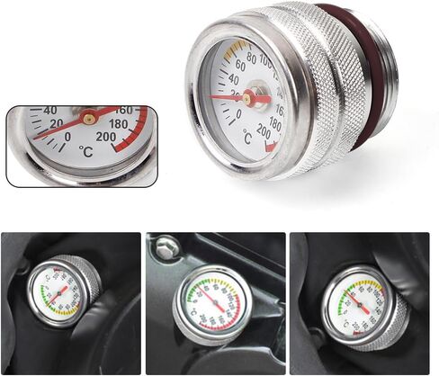 مقياس درجة حرارة الزيت M30x1.5 مقياس درجة حرارة الدراجة النارية 0-200 ℃ مقياس حرارة الزيت لـ Kawasaki W650 W400 W80 1987-1998 ، الأسود in Kuwait