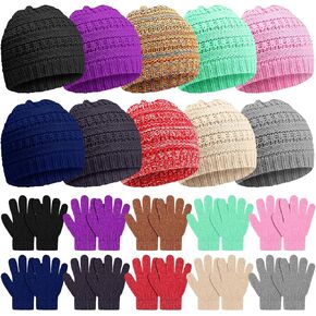 Suhine Kids Winter Knit Hat Gloves Bulk for 5-12 Years Winter Warm Gloves Beanie Hat Stretchy for Boys Girls in Kuwait