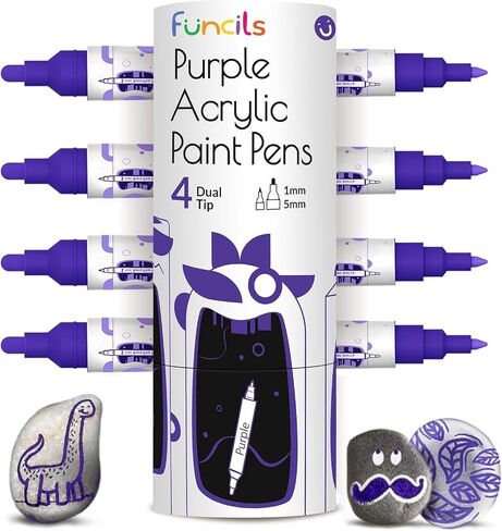 4 Dual Tip Orange Paint Pen Metallic - Fine Tip & Medium Acrylic Paint Markers - Orange Marker for Metal, Wood, Rock Painting, Canvas, Ceramic, Glass, Fabric, Leaf and Plastic - Water-based Ink in Kuwait