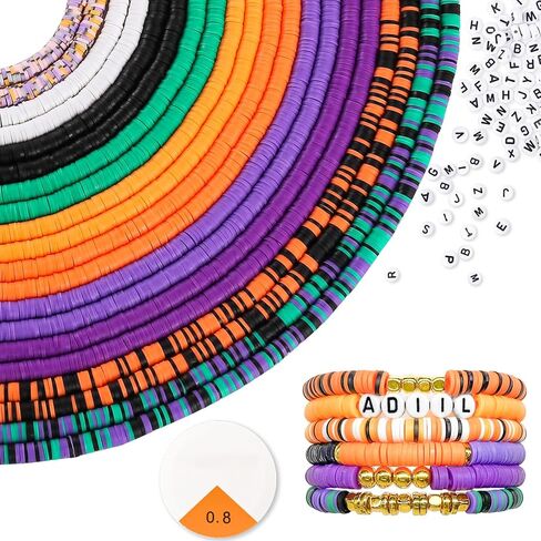 ADIIL 7200pcs Clay Beads Bracelet Making Kit, 10 Colors 6mm Polymer Heishi Beads for Jewelry Making, Friendship Bracelet Kit with Letter Beads Christmas Birthday Gift for Adults Blue in Saudi Arabia