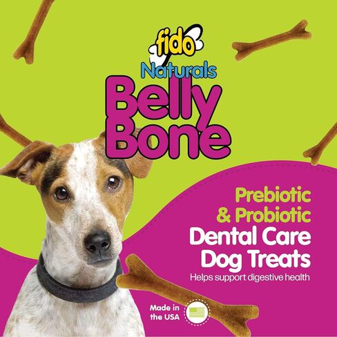 Belly Bones for Dogs, 4 Yogurt Flavor Large Dog Dental Treats (Made in USA) - 4 Count Dog Treats for Large Dogs - Plaque and Tartar Control for Fresh Breath, Digestive Health Support in Saudi Arabia
