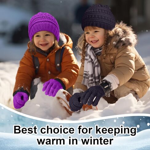Suhine Kids Winter Knit Hat Gloves Bulk for 5-12 Years Winter Warm Gloves Beanie Hat Stretchy for Boys Girls in Kuwait