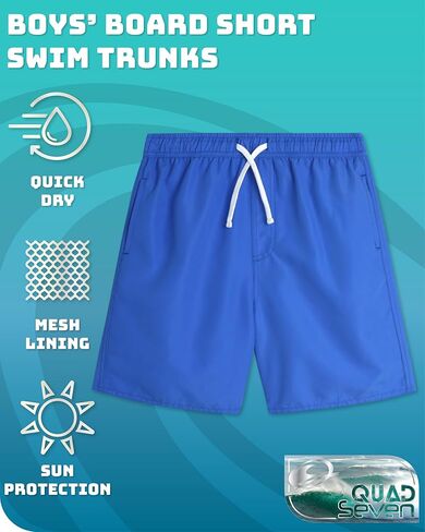 Boys Swim Trunks - Quick Dry Sun Protection Board Shorts with Breathable Mesh Lining and Drawstring Waist (Sizes: 8-18) in Kuwait