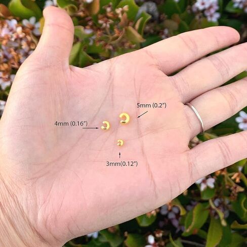 100pcs Adabele Tarnish Resistant 3mm (0.12 Inch) Small Loose Crimp Bead Knot Cover 14k Gold Plated Brass for Jewelry Craft Making BF8-3 in Kuwait