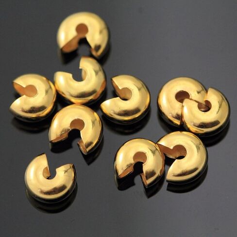 100pcs Adabele Tarnish Resistant 3mm (0.12 Inch) Small Loose Crimp Bead Knot Cover 14k Gold Plated Brass for Jewelry Craft Making BF8-3 in Kuwait