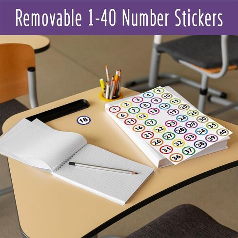 480 PCS Number Stickers, 12 Sheets Polka Dot Consecutive Number 1-40 Labels Self-Adhesive Water/Tear Resistant Number Stickers Without Residue for Office, Classroom, Indoor, Boxes, Storage (1" Each) in Saudi Arabia