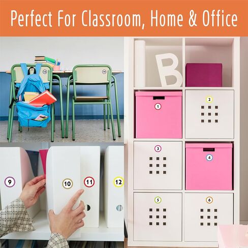 480 PCS Number Stickers, 12 Sheets Polka Dot Consecutive Number 1-40 Labels Self-Adhesive Water/Tear Resistant Number Stickers Without Residue for Office, Classroom, Indoor, Boxes, Storage (1" Each) in Saudi Arabia