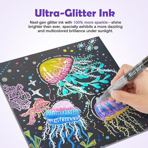 Glitter Markers Pen，12 Glitter Colors Paint Pens Sparkly Metallic Shimmer Acrylic Marker Fine Point Tip 0.7mm Water-based Ink for Kids Adults DIY Crafts Greeting Birthday Cards in Saudi Arabia