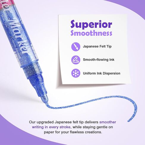Glitter Markers Pen，12 Glitter Colors Paint Pens Sparkly Metallic Shimmer Acrylic Marker Fine Point Tip 0.7mm Water-based Ink for Kids Adults DIY Crafts Greeting Birthday Cards in Saudi Arabia