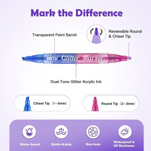 Glitter Markers Pen，12 Glitter Colors Paint Pens Sparkly Metallic Shimmer Acrylic Marker Fine Point Tip 0.7mm Water-based Ink for Kids Adults DIY Crafts Greeting Birthday Cards in Saudi Arabia