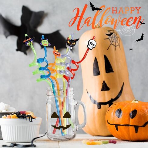6PCS Easter Decorations Straws, Easter Eggs Bunny Basket Party Favors Straws Crazy Reusable Straws Accessories Decor in Saudi Arabia