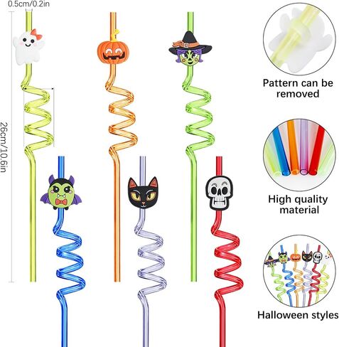 6PCS Easter Decorations Straws, Easter Eggs Bunny Basket Party Favors Straws Crazy Reusable Straws Accessories Decor in Saudi Arabia